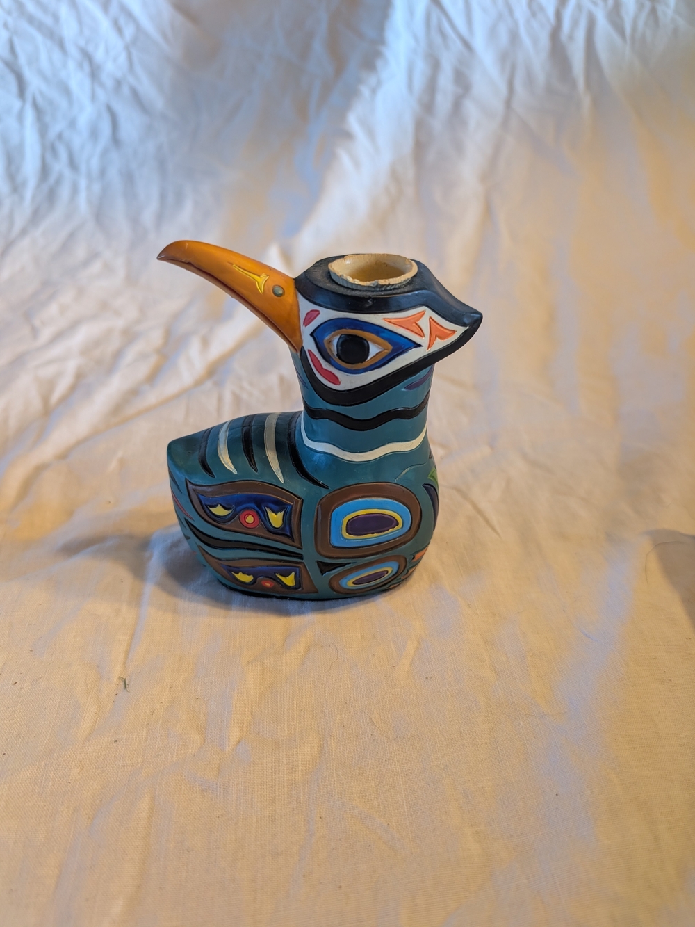 2/30$ Vintage Blue and Orange Bird Candle Holder